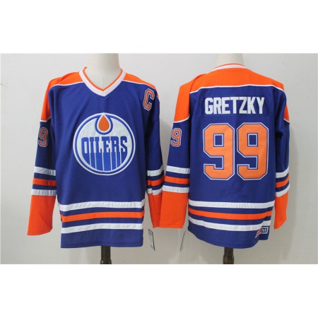 Men's Edmonton Oilers #99 Wayne Gretzky Royal Throwback CCM Stitched NHL Jersey