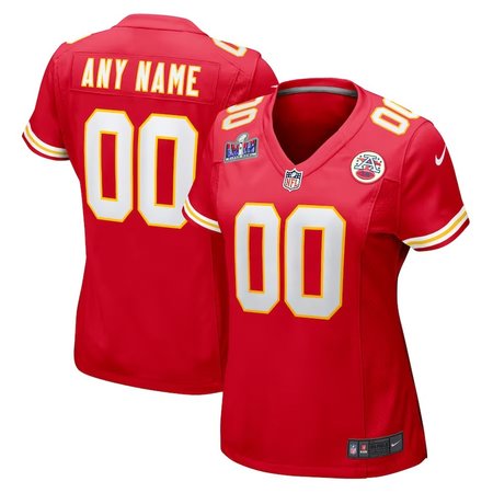 Women's Kansas City Chiefs Red Super Bowl LVIII Patch Custom Game Jersey